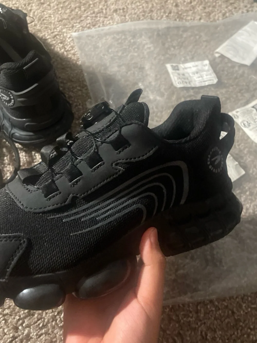 Men's Black Athletic Sneakers with Cushioning Sole